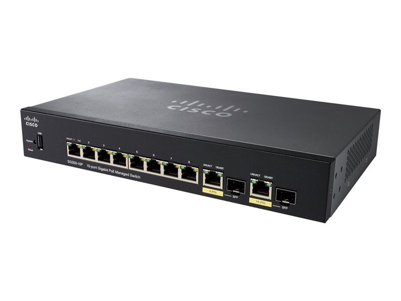Cisco Small Business SG350 10P Commutateur C3 Géré 8 x 101001000 PoE+ + 2 x SFP Gigabit combiné de bureau PoE+