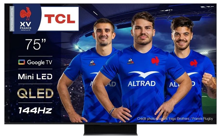 TCL 75C849 TV 75 4K QLED MiniLED 144Hz avec Google TV et système sonore Onkyo 2.1