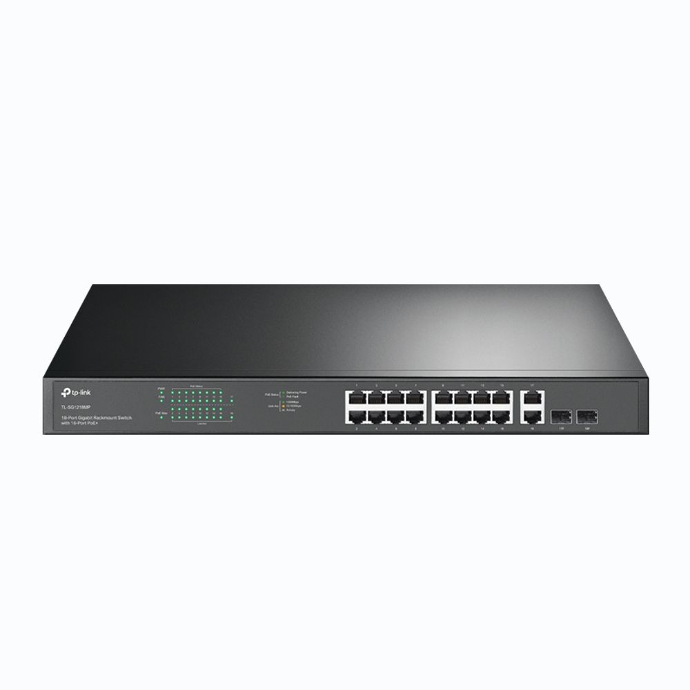 TP-Link TL-SG1218MP commutateur réseau Gigabit Ethernet (10/100/1000) Connexion Ethernet, supportant l'alimentation via ce port (PoE) 1U Noir