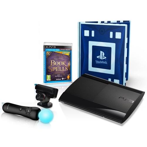 Console PS3 Ultra Slim 12 Go Noire + Pack Découverte PlayStation Move + Book Of Spells + Wonderbook