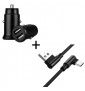 Pack Pour Crosscall Action-X3 Smartphone Type C (Cable 90 Fast Charge + Mini Double Prise Allume Cigare) - Noir