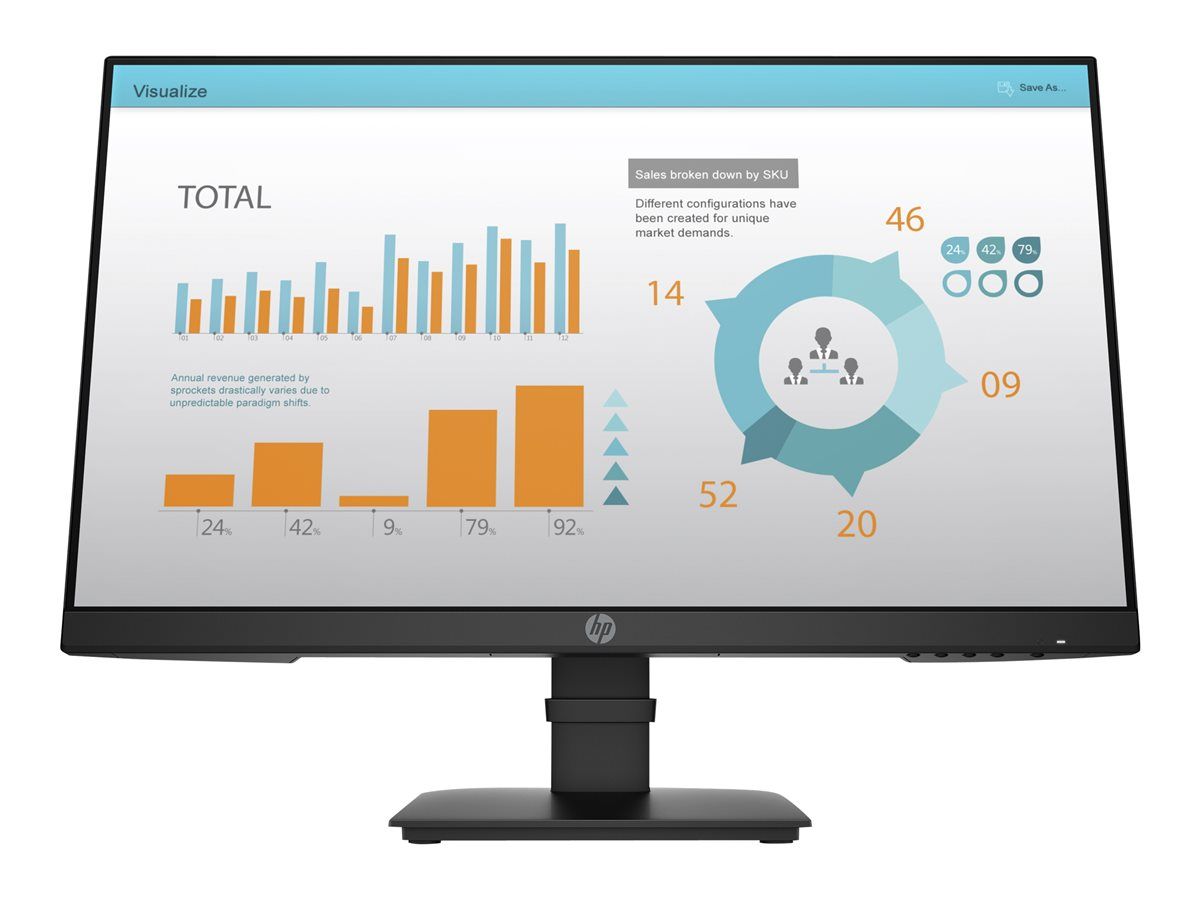 HP P24 G4 - P-Series - écran LED - 23.8 - 1920 x 1080 Full HD (1080p) @ 60 Hz - IPS - 250 cd/m² - 1000:1 - 5 ms - HDMI, VGA, DisplayPort - noir