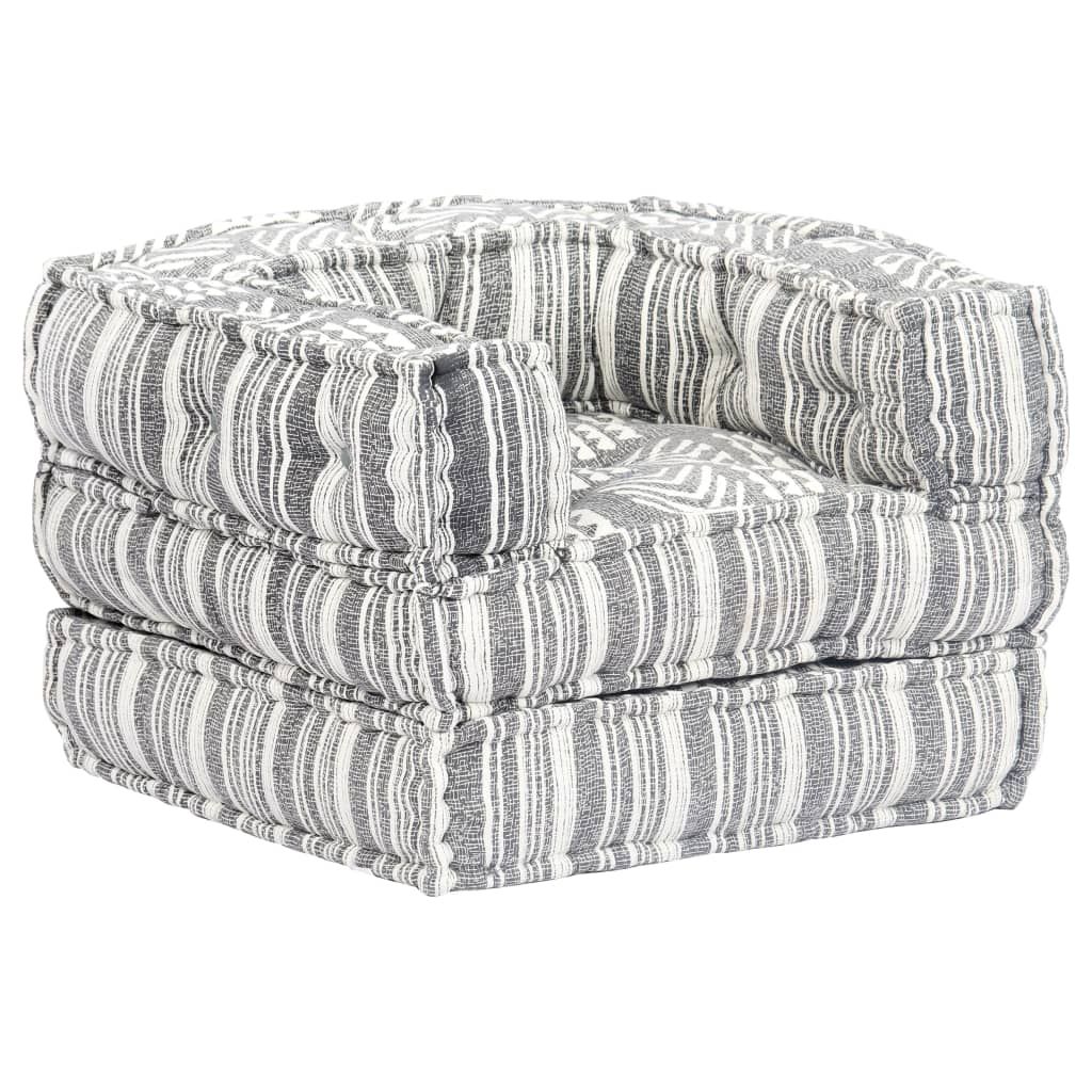 Vidaxl Pouf Modulaire Gris Rayé Tissu