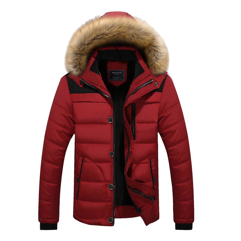 Manteau Homme De Marque Slim Col En Fausse Fourrure Parka Homme Épaississant À Capuche Doublure En Fausse Fourrure Doudoune Homme -Zs306812