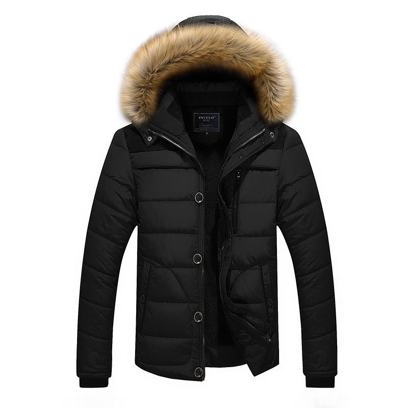 Manteau Homme De Marque Slim Col En Fausse Fourrure Parka Homme Épaississant À Capuche Doublure En Fausse Fourrure Doudoune Homme -Zs306812