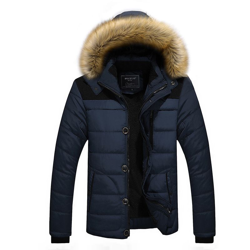 Manteau Homme De Marque Slim Col En Fausse Fourrure Parka Homme Épaississant À Capuche Doublure En Fausse Fourrure Doudoune Homme -Zs306812