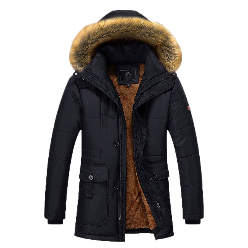 Parka Homme De Marque À Capuche Plus De Velours Doudoune Hommes À Fourrure Synthétique Amovible Manteau Homme -Zs306818