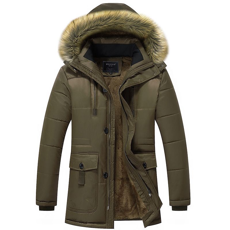 Parka Homme De Marque À Capuche Plus De Velours Doudoune Hommes À Fourrure Synthétique Amovible Manteau Homme -Zs306818