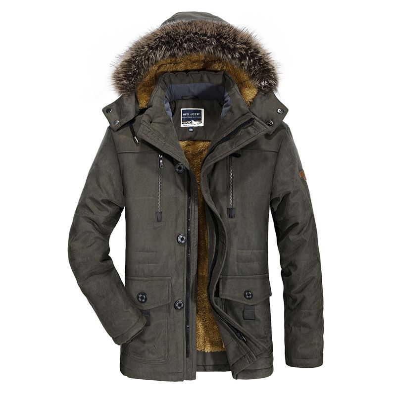 Parka Homme De Marque Épaississant À Capuche Fourrure Synthétique Doudoune Hommes Plus De Velours Manteau Homme -Zs306819