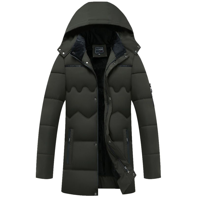 Doudoune Homme De Marque À Capuche Detachable Plus De Velours Manteau Homme Mi-Longue Épaississant Parka Homme -Zs306847