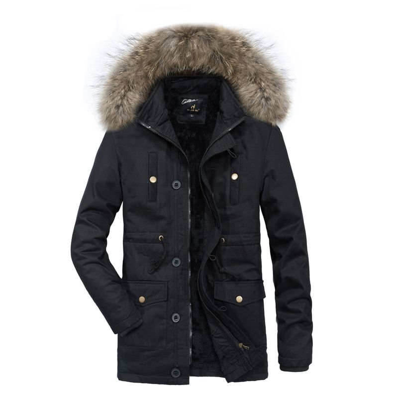 Parka Homme De Marque À Fourrure Synthétique Amovible Doudoune Plus De Velours Hommes À Capuche Detachable Manteau Homme -Zs306870