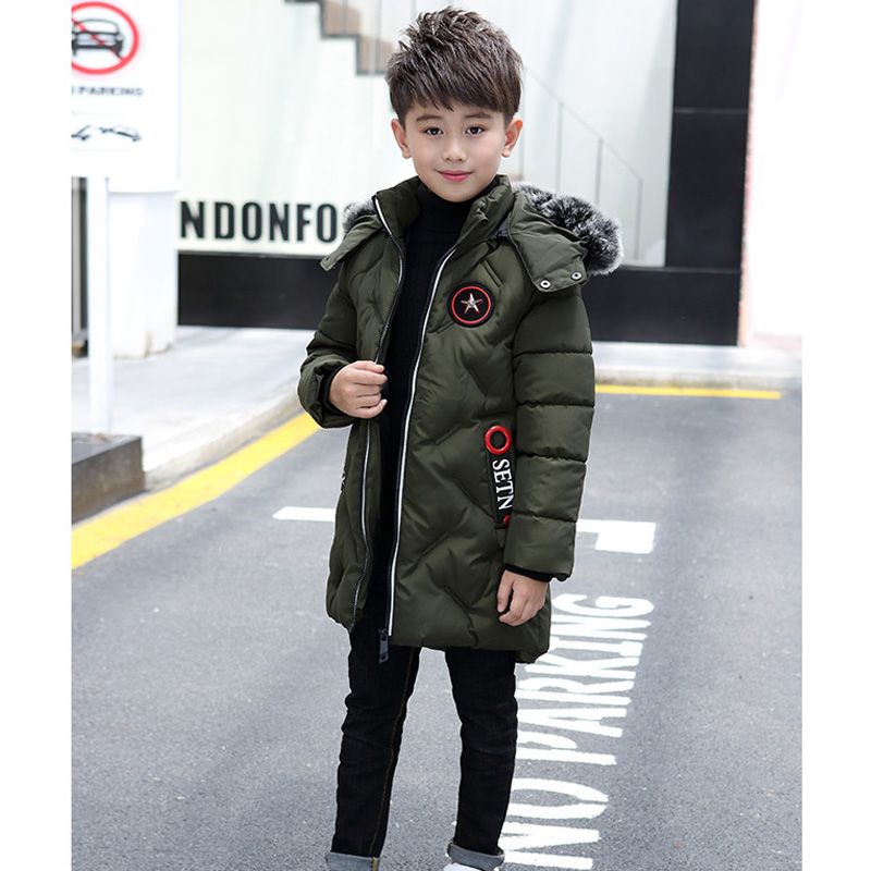 Doudoune Enfant Garçon De Marque Mi-Longue Épaississant Parka Enfant Garçon À Capuche Fourrure Synthétique Detachable Manteau Garçon -Zs306942