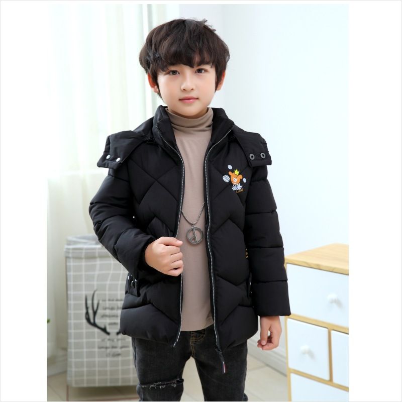 Doudoune Enfant Garçon De Marque À Capuche Detachable Parka Épaississant D'hiver Veste Chaude En Cotton -Zs306966