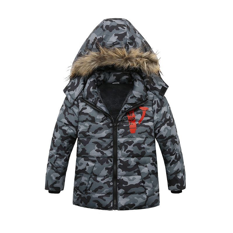 Doudoune Enfant Garçon De Marque Camouflage Épaississant Parka Garçon À Capuche Fourrure Synthétique Detachable Manteau Garçon -Zs306994