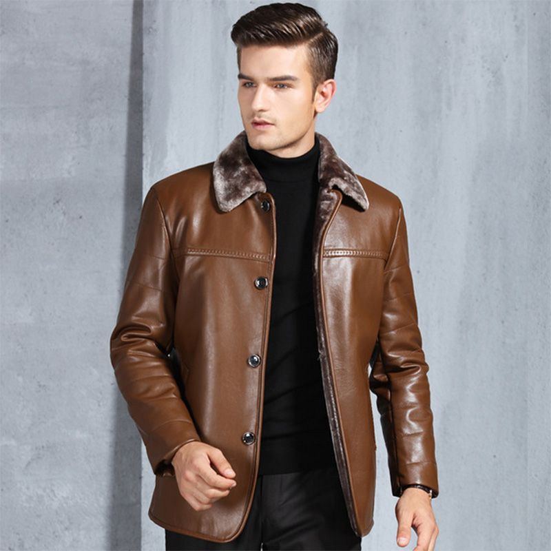 Veste Faux Cuir Homme De Marque Revers En Fausse Peau De Mouton Blouson Hommes Slim Courte Veste Vêtement Masculin Épaississant -Zs307021