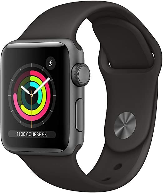 Apple Watch Series 3 (GPS) - Boitier 38 mm gris en aluminium - Bracelet noir 130-200 mm - 8 Go - Wi-Fi, Bluetooth - 26.7 g