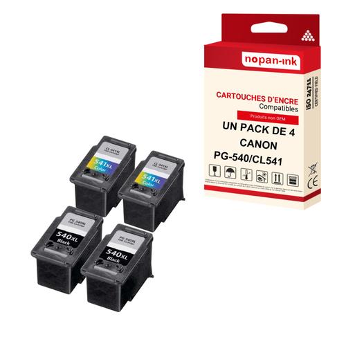 Nopan-Ink - X4 Cartouches Compatibles Pour Canon 540 Xl (X2) + 541 Xl (X2) 540Xl (X2) + 541Xl (X2) Noir + Cyan + Magenta + Jaune Pour Hp Officejet 690