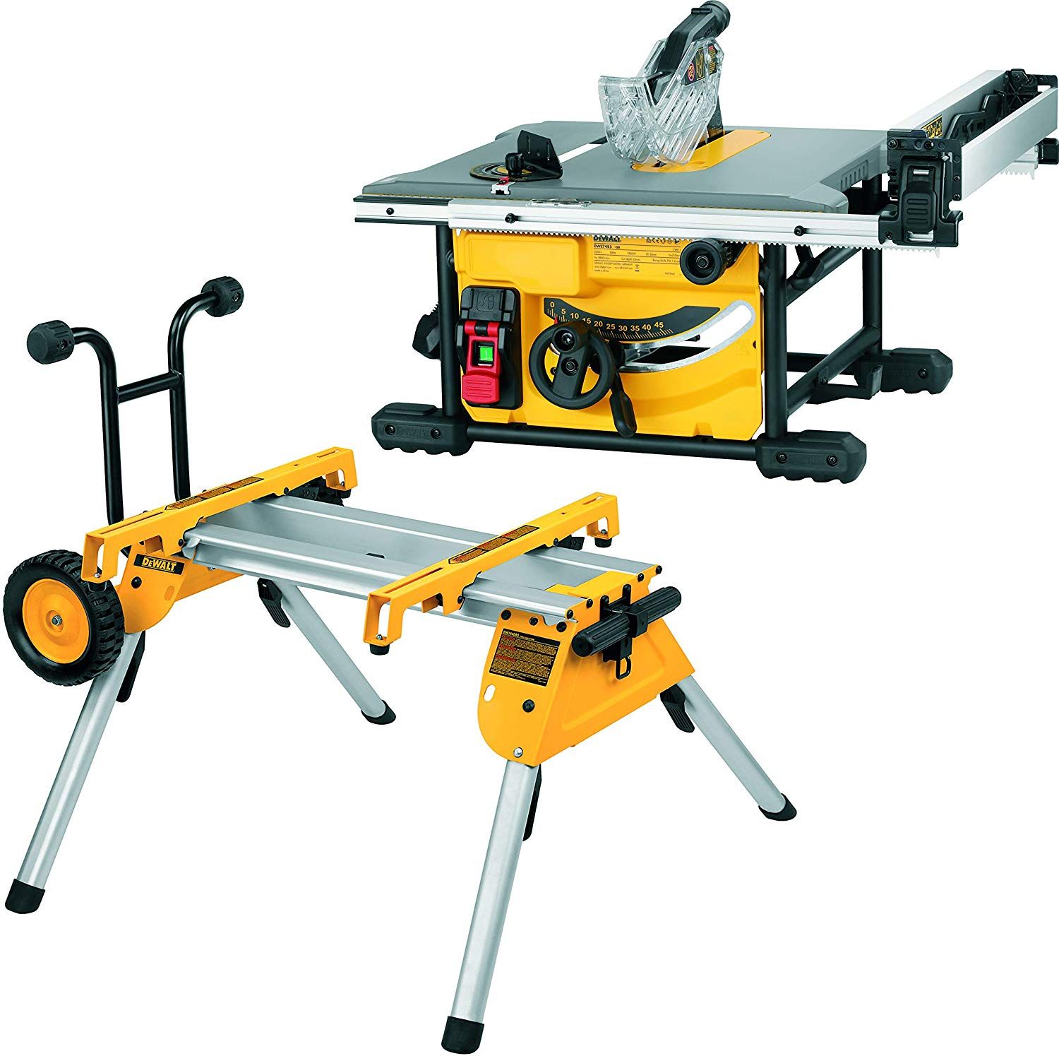 Scie sur table DEWALT DWE7485 Ø 210mm + Piétement à roulettes DEWALT DE7400 - vue 2