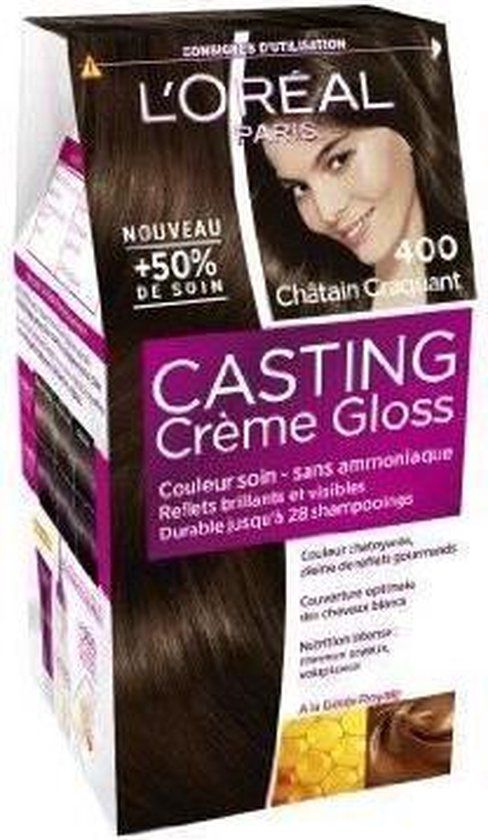 Coloration Ton Sur Ton 400 Châtain Craquant Sans Amoniaque Crème Gloss Casting Crème Gloss 'oreal Paris La Boîte - vue 3