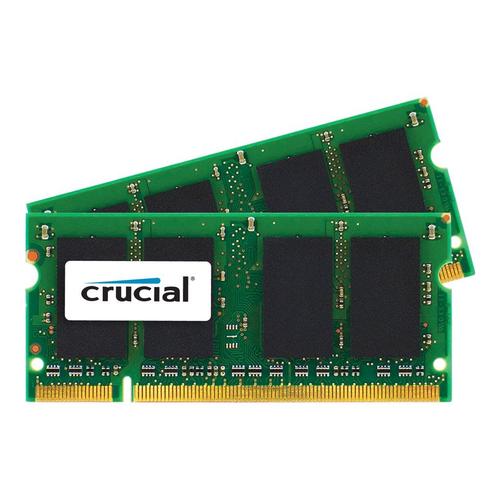 Crucial - Ddr2 - Kit - 4 Go: 2 X 2 Go - So Dimm 200 Broches - 800 Mhz / Pc2-6400 - Cl6 - 1.8 V - Mã©Moire Sans Tampon - Non Ecc - Pour Apple Imac (Dã©But 2008); Macbook (Mi-2009)