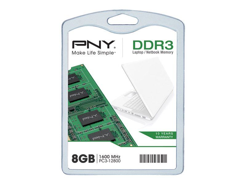 PNY Premium DDR3 module 8 Go SO DIMM 204 broches 1600 MHz / PC3 12800 CL11 1.5 V mémoire sans tampon non ECC