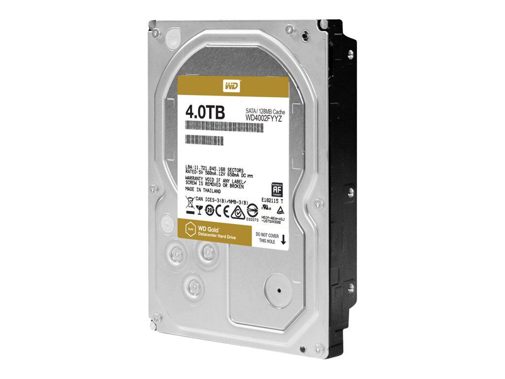 WD Gold Datacenter Hard Drive WD4002FYYZ - Disque dur - 4 To - interne - 3.5 - SATA 6Gb/s - 7200 tours/min - mémoire tampon : 128 Mo