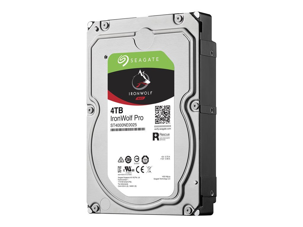 Seagate IronWolf Pro ST4000NE0025 Disque dur 4 To interne 3.5 SATA 6Gb/ 7200 toursmin mémoire tampon : 128 Mo avec Seagate Rescue Data Recovery
