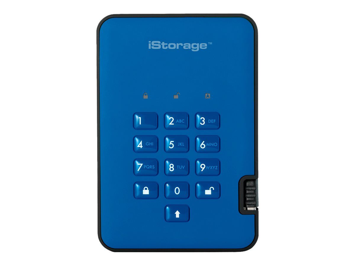 iStorage diskAshur² SSD chiffré externe portable USB 3.1 FIPS 197 256 bit AES XTS océan Conformité TAA - vue 3