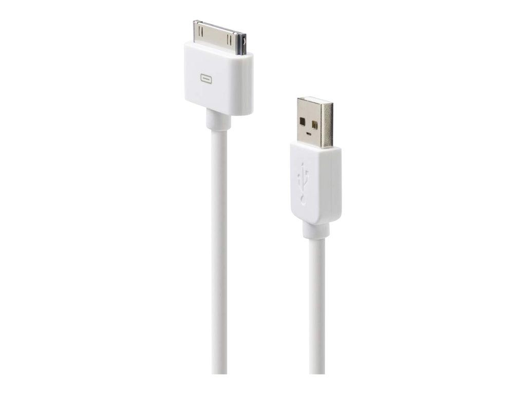 Belkin Basic iPhone/iPod sync charge cable - Câble de chargement / de données - USB mâle pour Apple Dock mâle - 1.2 m - blanc - pour Apple iPad/iPhone/iPod (Apple Dock)