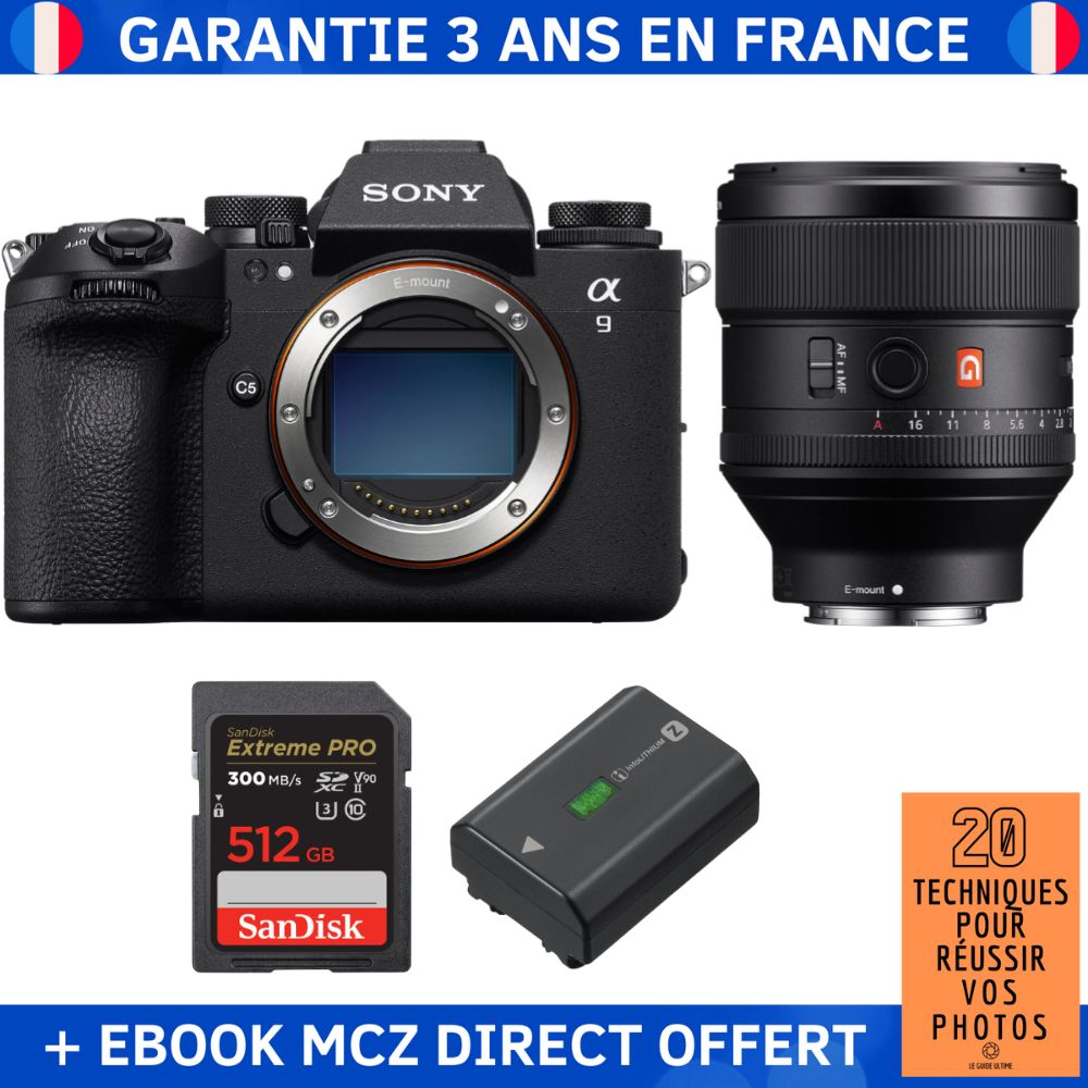 Sony A9 III + FE 85mm f1.4 GM + 1 SanDisk Extreme PRO UHS II SDXC 300 MB/ + 1 Sony NP FZ100 + Ebook '20 Techniques pour Réussir vos Photos' Appareil Photo Professionnel - vue 3