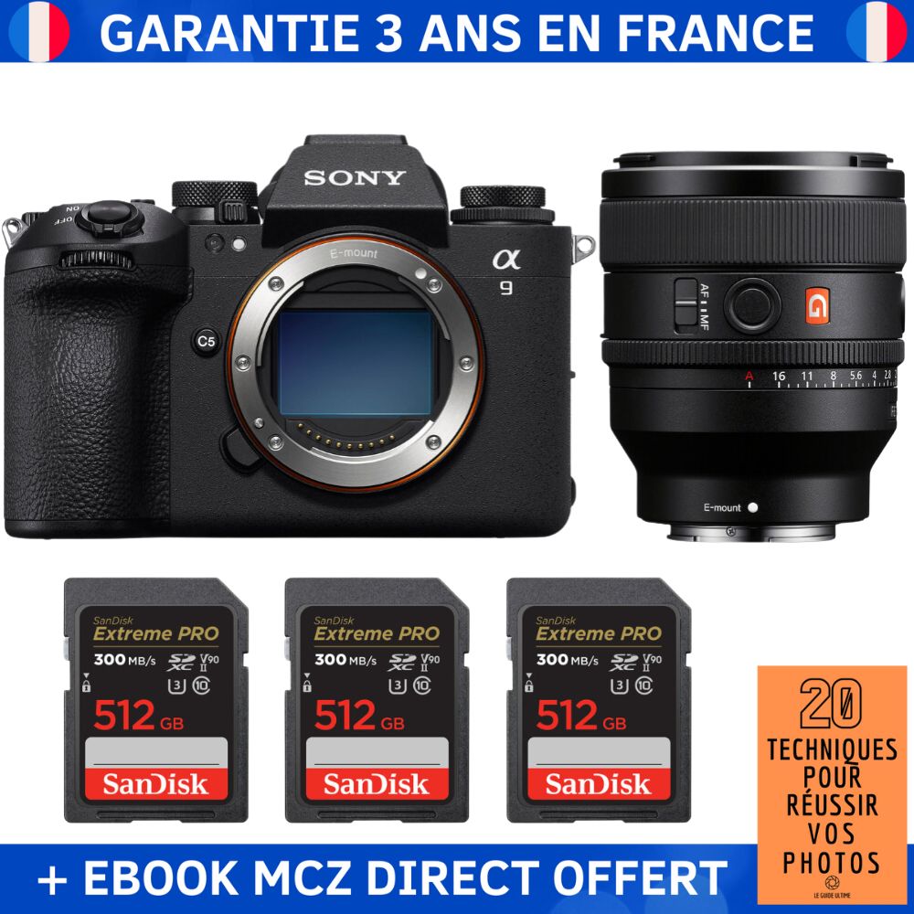 Sony A9 III + FE 50mm f1.4 GM + 3 SanDisk Extreme PRO UHS II SDXC 300 MB/ + Ebook '20 Techniques pour Réussir vos Photos' Appareil Photo Professionnel - vue 2