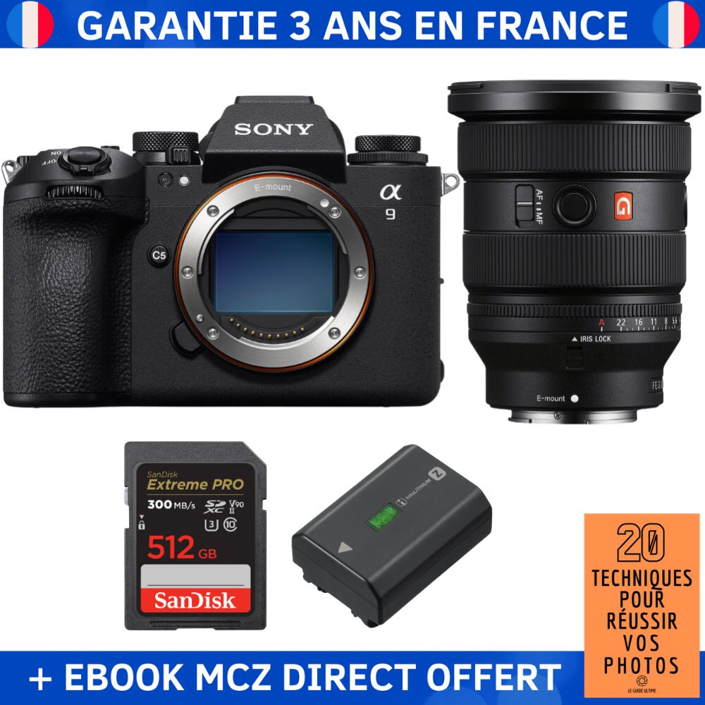 Sony A9 III + FE 16 35mm f2.8 GM II + 1 SanDisk Extreme PRO UHS II SDXC 300 MB/ + 1 Sony NP FZ100 + Ebook '20 Techniques pour Réussir vos Photos' Appareil Photo Professionnel - vue 2