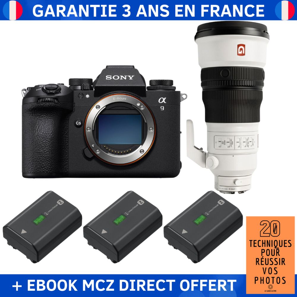 Sony A9 III + FE 300mm f/2.8 GM OSS + 3 Sony NP-FZ100 + Ebook '20 Techniques pour Réussir vos Photos' - Appareil Photo Professionnel