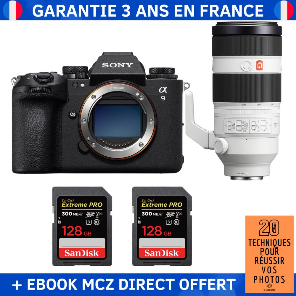 Sony A9 III + FE 100 400mm f4.5 5.6 GM OSS + 2 SanDisk Extreme PRO UHS II SDXC 300 MB/ + Ebook '20 Techniques pour Réussir vos Photos' Appareil Photo Professionnel - vue 3