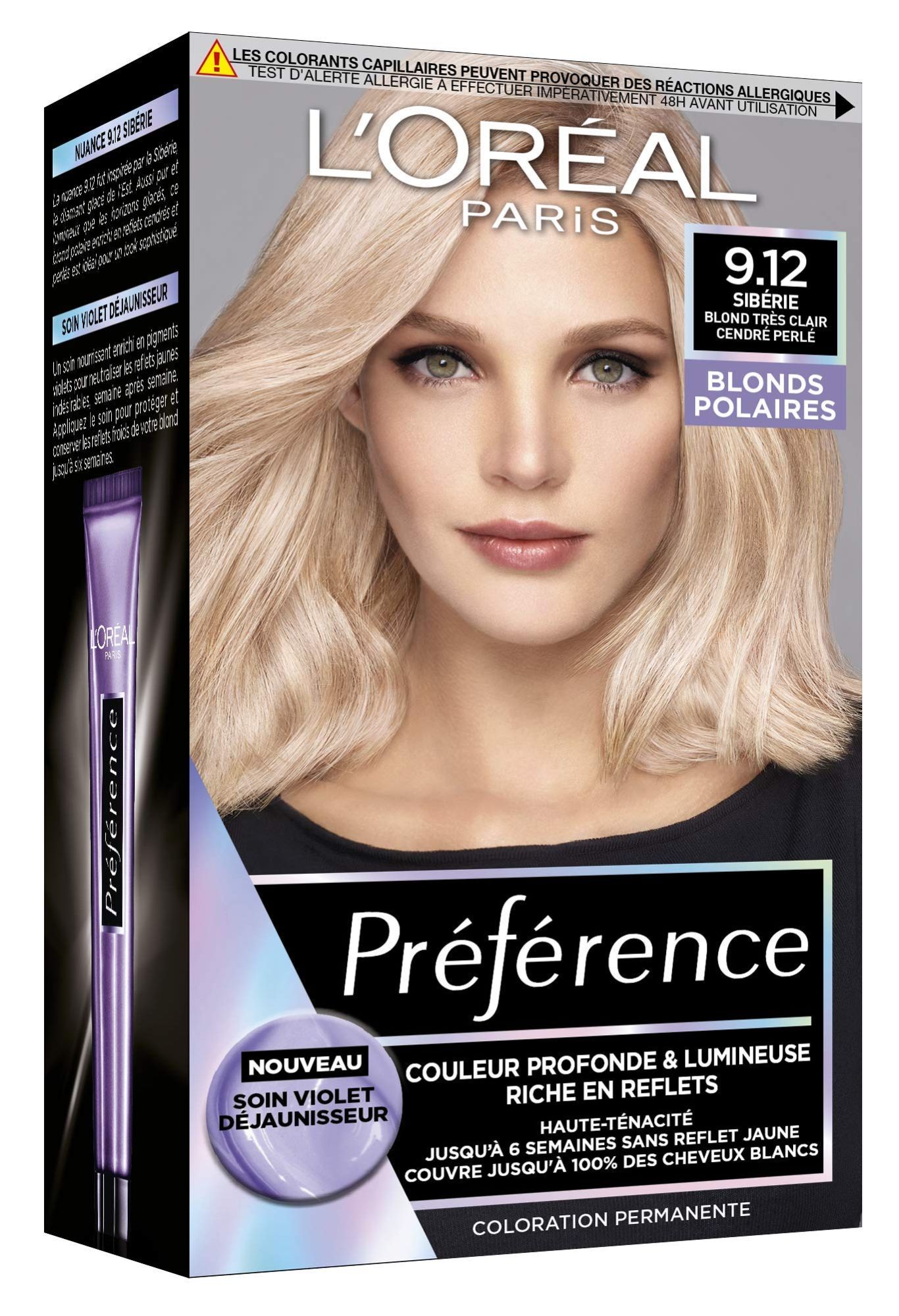 Coloration Permanente 9.12 Sibérie Blond Très Brillance Haute Intensité Préférence 'oreal Paris La Boîte - vue 2