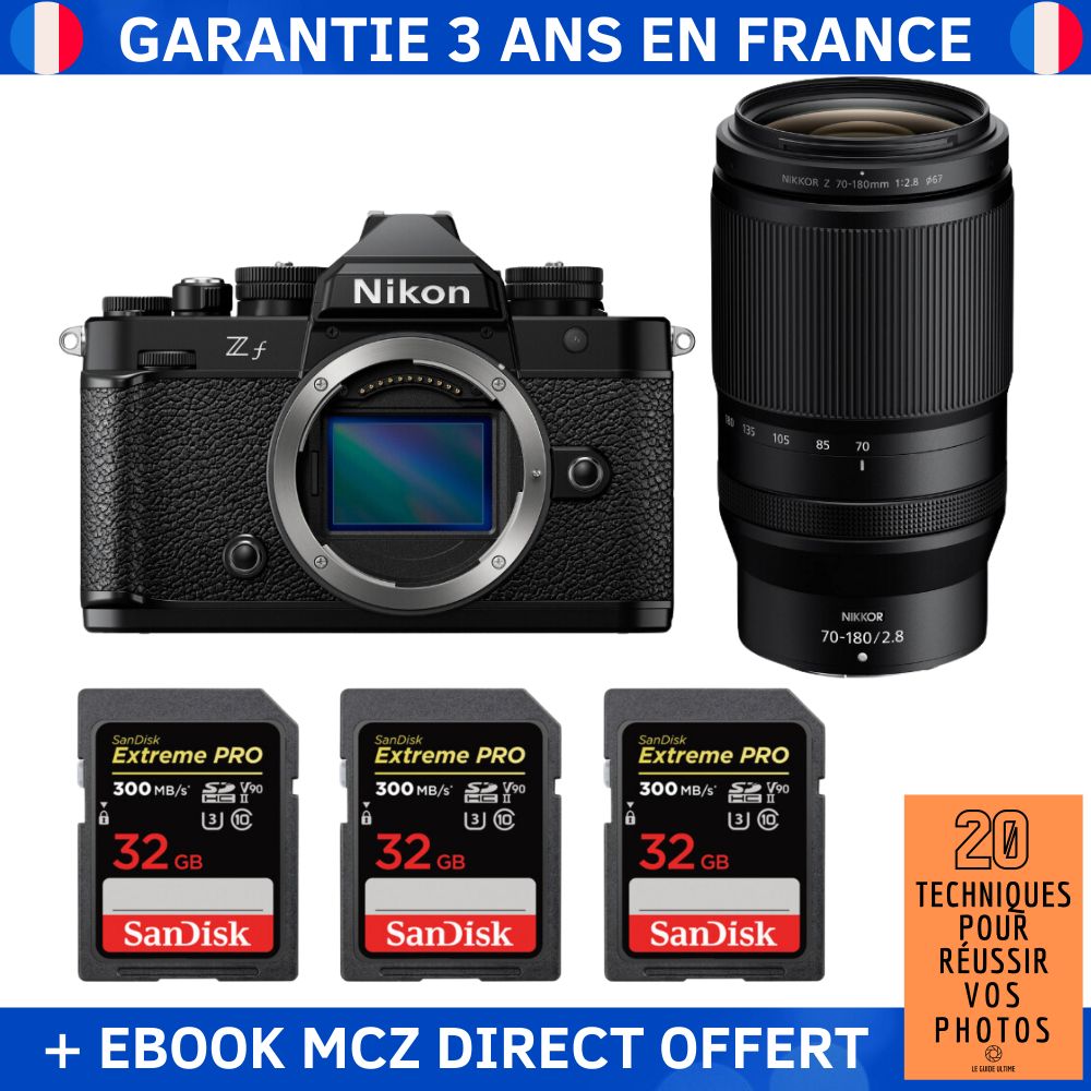 Nikon Zf + 70 180mm f2.8 + 3 SanDisk Extreme PRO UHS II SDXC 300 MB/ + Ebook '20 Techniques pour Réussir vos Photos' Appareil Photo Hybride - vue 3