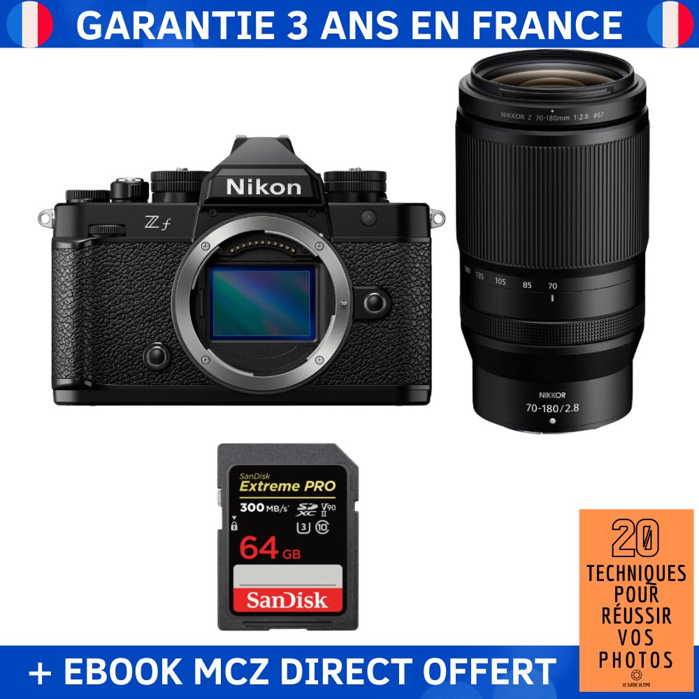Nikon Zf + 70 180mm f2.8 + 1 SanDisk Extreme PRO UHS II SDXC 300 MB/ + Ebook '20 Techniques pour Réussir vos Photos' Appareil Photo Hybride - vue 2