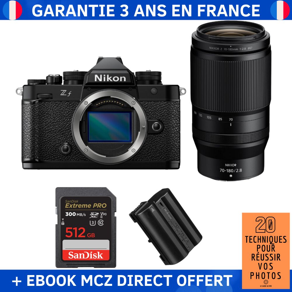 Nikon Zf + 70 180mm f2.8 + 1 SanDisk Extreme PRO UHS II SDXC 300 MB/ + 1 Nikon EN EL15C + Ebook '20 Techniques pour Réussir vos Photos' Appareil Photo Hybride - vue 4