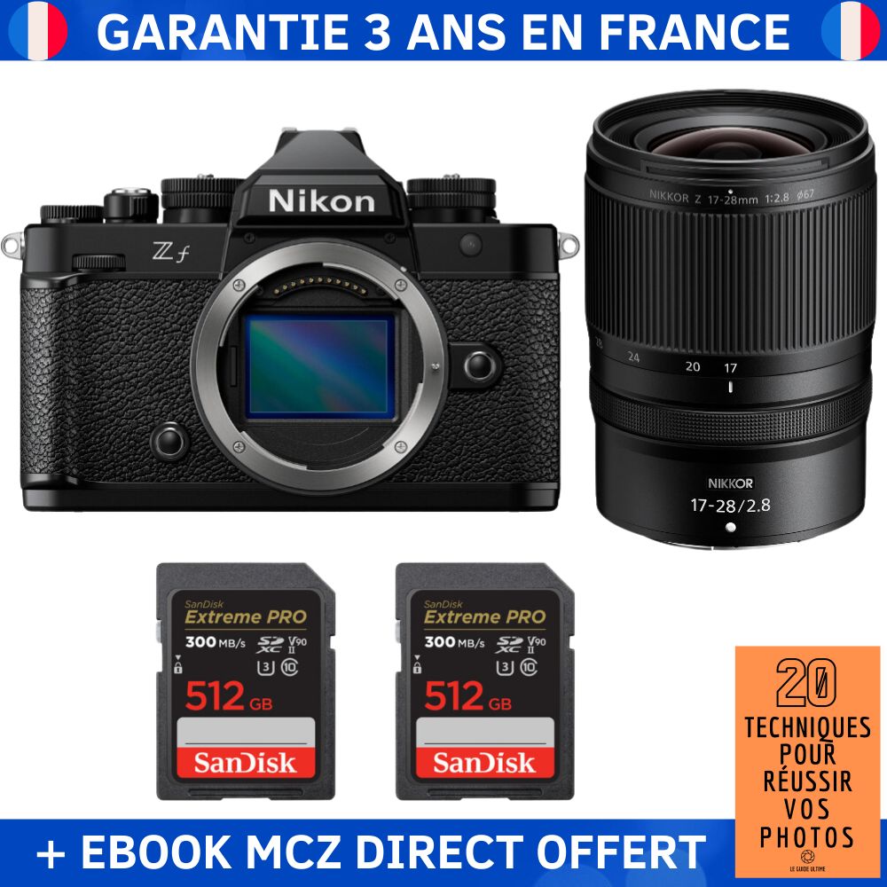 Nikon Zf + 17 28mm f2.8 + 2 SanDisk Extreme PRO UHS II SDXC 300 MB/ + Ebook '20 Techniques pour Réussir vos Photos' Appareil Photo Hybride