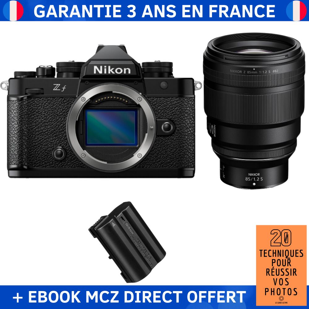 Nikon Zf + 85mm f/1.2 S + 1 Nikon EN-EL15C + Ebook '20 Techniques pour Réussir vos Photos' - Appareil Photo Hybride