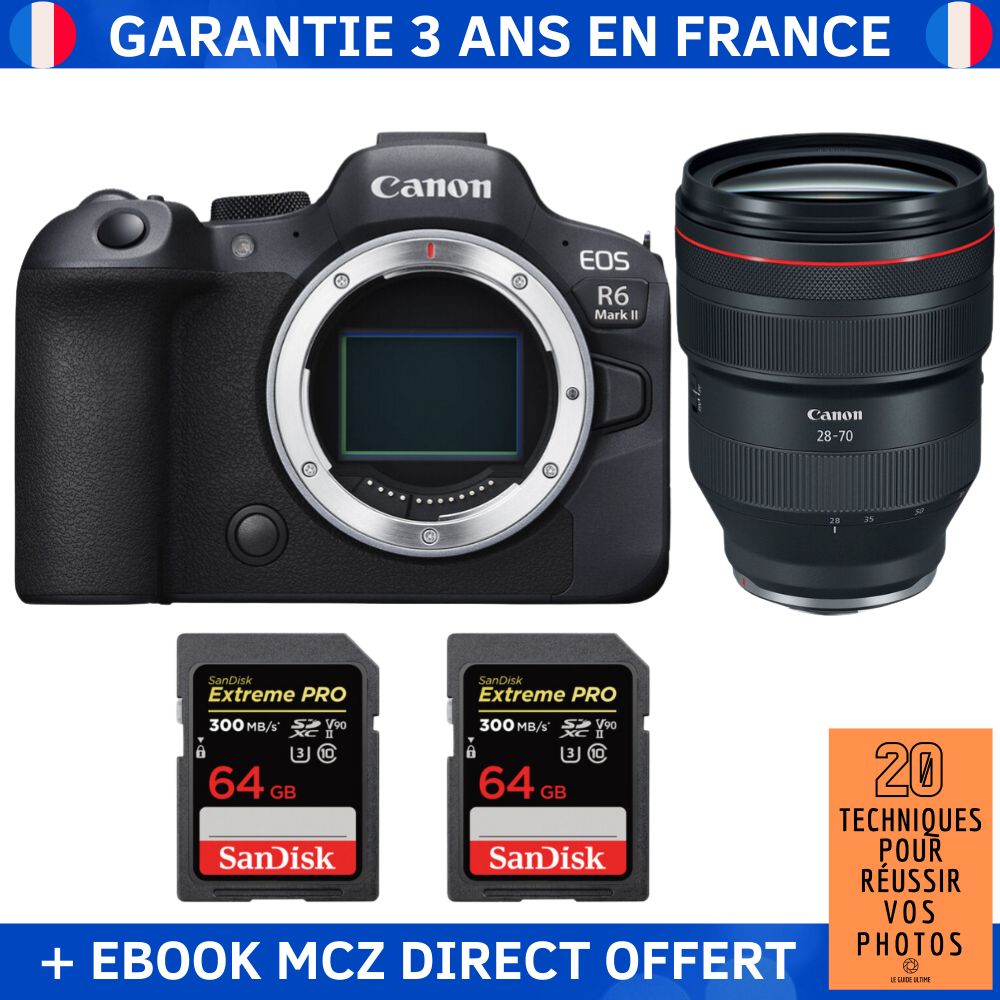 Canon EOS R6 Mark II + RF 28 70mm f2 USM + 2 SanDisk Extreme PRO UHS II SDXC 300 MB/ + Ebook '20 Techniques pour Réussir vos Photos' Appareil Photo Hybride - vue 3