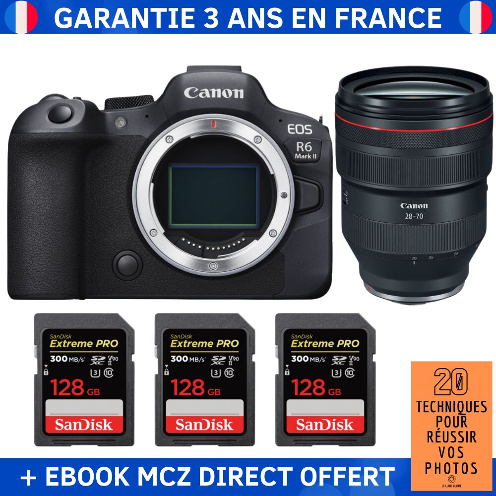 Canon EOS R6 Mark II + RF 28 70mm f2 USM + 3 SanDisk Extreme PRO UHS II SDXC 300 MB/ + Ebook '20 Techniques pour Réussir vos Photos' Appareil Photo Hybride - vue 2