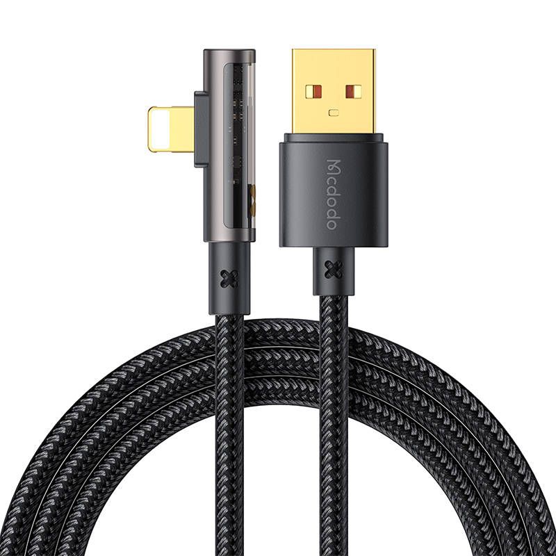 Mcdodo Ca-3510 Usb To Lightning Prism 90 Degree Cable, 1.2m (Black)