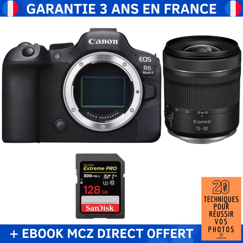 Canon EOS R6 Mark II + RF 15 30mm f4.5 6.3 IS STM + 1 SanDisk Extreme PRO UHS II SDXC 300 MB/ + Ebook '20 Techniques pour Réussir vos Photos' Appareil Photo Hybride - vue 2