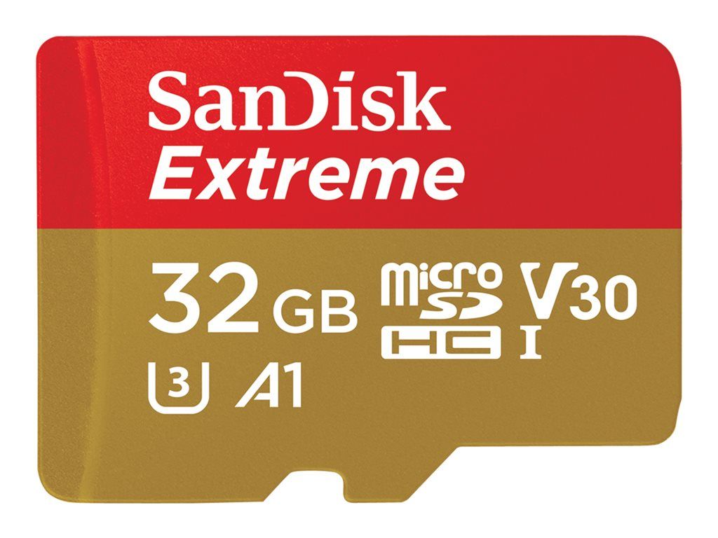 SanDisk Extreme Carte mémoire flash adaptateur microSDHC SD inclus e Video Class V30 / UHS Class 3 / Class10 microSDHC UHS I