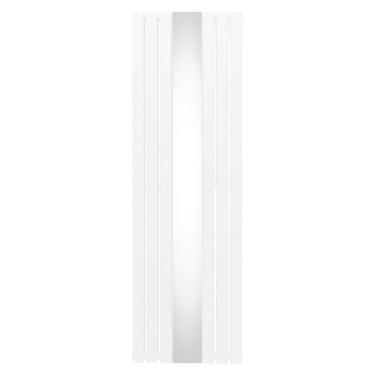 Radiateur Plat & Miroir Intégré 1800 x 565mm, Chauffage Moderne Vertical Double Colonne Acier au Carbone Blanc Brillant, Cuisine Salon Salle de Bain [Brosse, Attaches Murales & Supports INCLUS]