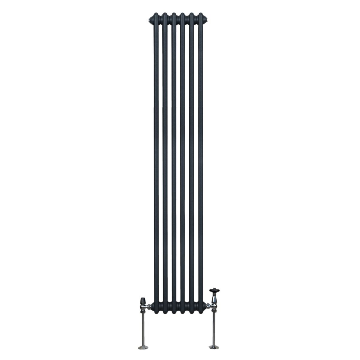 Radiateur Traditionnel à Triple Colonne 1800 x 292 mm, Chauffage Moderne Vertical en Acier au Carbone Gris Anthracite Mat, Cuisine Salon Salle de Bain [Brosse, Attaches Murales & Supports INCLUS]