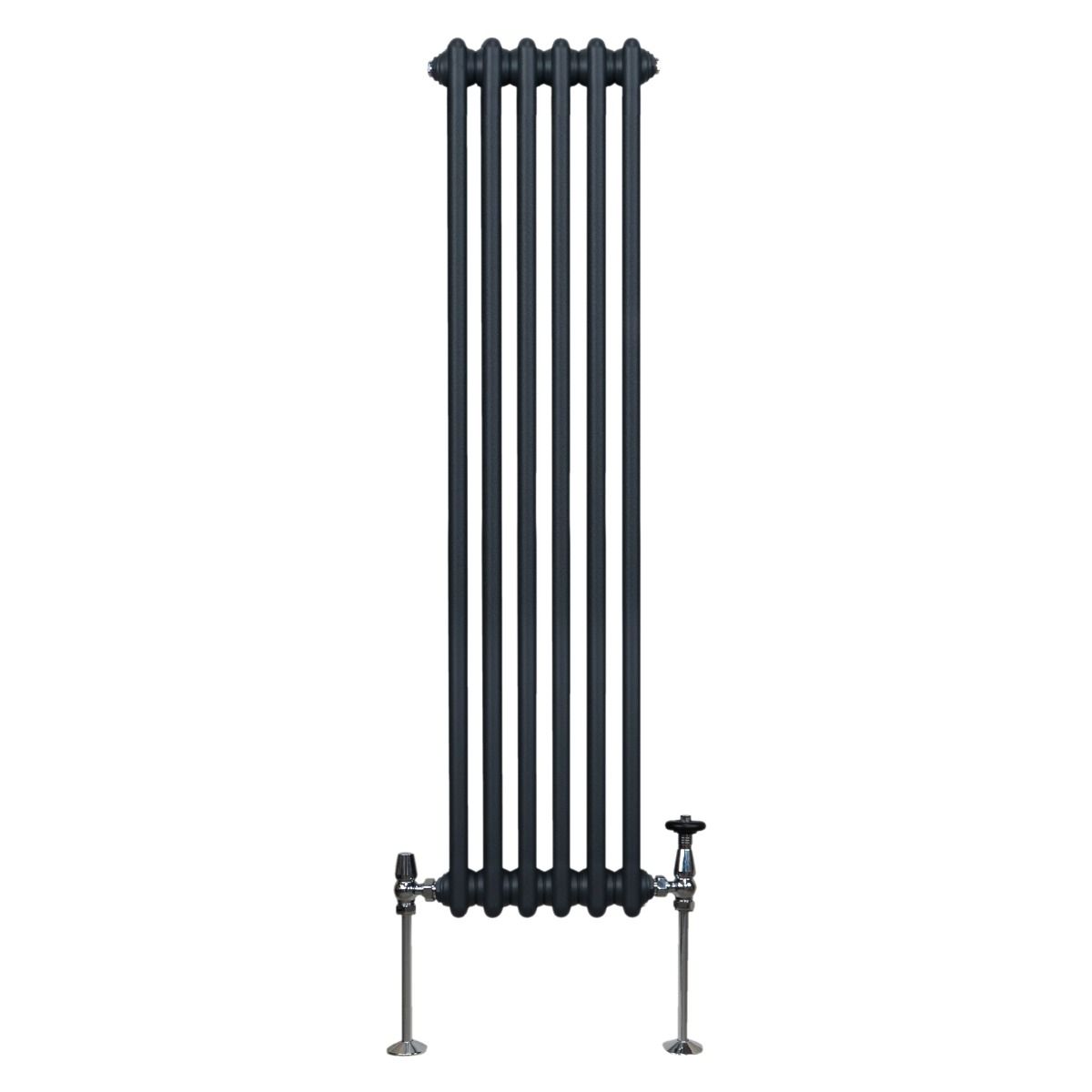 Radiateur Traditionnel à Double Colonne 1500 x 292 mm, Chauffage Moderne Vertical en Acier au Carbone Gris Anthracite Mat, Cuisine Salon Salle de Bain [Brosse, Attaches Murales & Supports INCLUS]