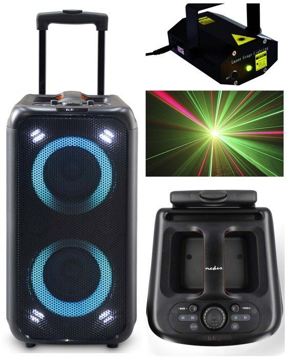 ENCEINTE SONO PORTABLE PARTY KARAOKE BLUETOOTH 240W MOBILE USB TWS LED RGB + TELECOMMANDE MEGABASS + LASER MULTIPOINTS