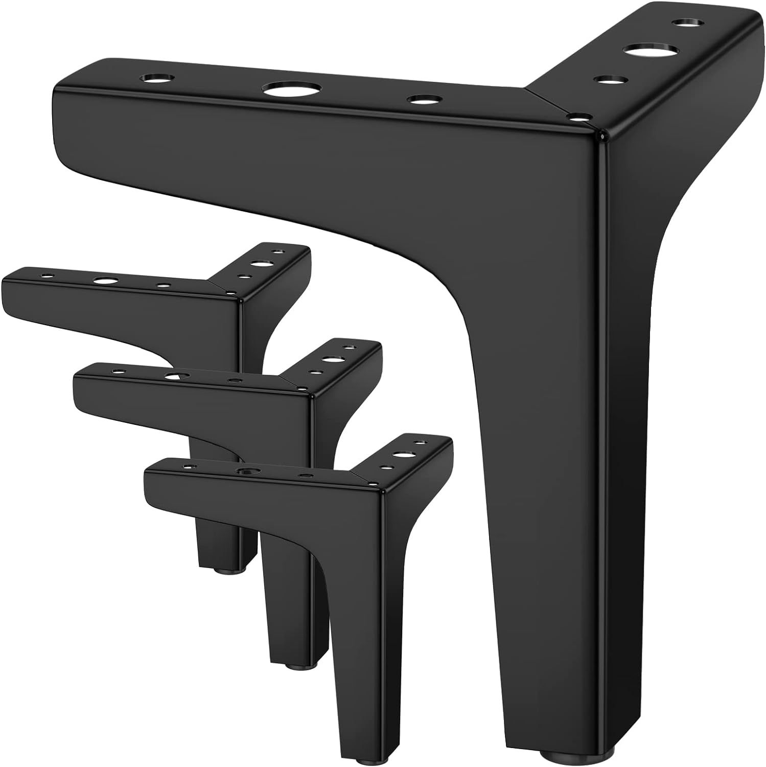 Lot de 4 Pieds de Meubles Charge Jusqu'à 800 KG, 10cm Pied de Table Modernes en Métal en Forme de Triangle,Pied Meuble Épingle pour Placard, Canapé, Noir